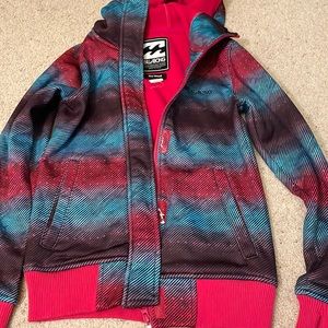 Woman’s sweater zip up colorful and warm size small